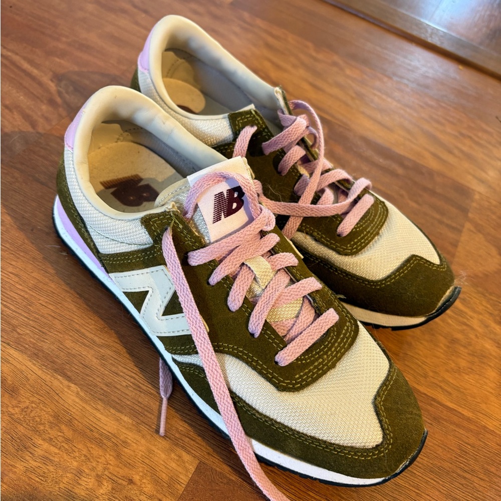 New Balance Olive and Lavender Sneakers